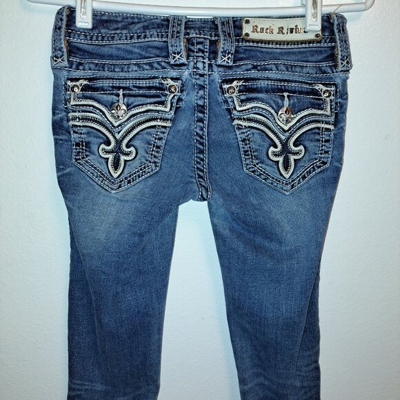 Rock Revival Denim - 🪨 Rock Revival Allegra Skinny Jeans W/Leather Embroidered Flap Pockets size 25